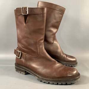 BALLY Size 11.5 Brown Leather Pull On Boots